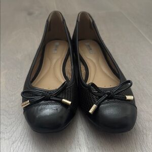 Geox Women's Leather Ballet Flats with Gold Accents